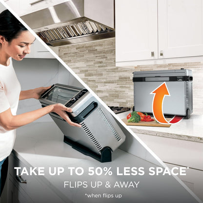 Ninja Digital Air Fryer & Toaster Oven - 8-in-1 Functionality | XL Capacity | Flip-Up Design | 1800 Watt | Silver