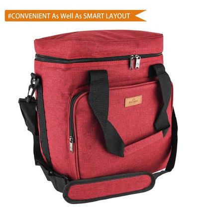 Freshore® Insulated Wine Carrier 6 bottle Bag Tote Removable Padded Divider - Portable Travel Padded Cooler Carrying Canvas Case Adjustable Shoulder Strap - (Passion Red)