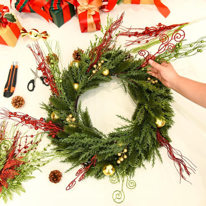 Regine Switzerland Glitter Christmas Tree Picks - 48 Pack 17'' Red & Green Curly Decorations for Holiday Decor