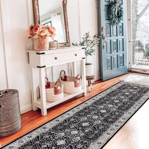 Hallway Washable Runner Rug - Vintage Soft Non-Slip 2x7 Entryway Carpet | Ideal for Kitchen & Living Room