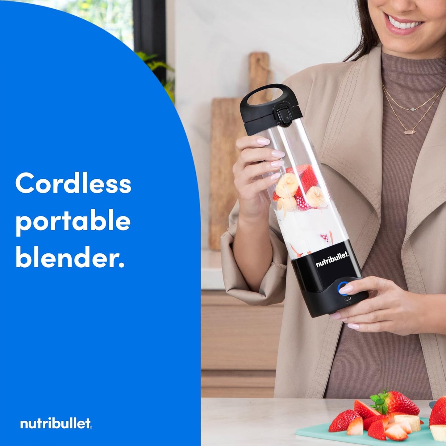 Nutribullet Portable Blender - Cordless 20oz Personal Blender | USB-C Rechargeable, Black