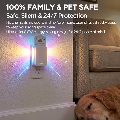 Flying Insect Traps+5 Refill Cartridges, 2026 2nd Gen, UV/Blue/Yellow Light Plug in Fly Trap & Indoor Bug Catcher for Gnats, No-Mess Bug Zapper, House & Fruit Flies, 7 * 24hrs Pest Control