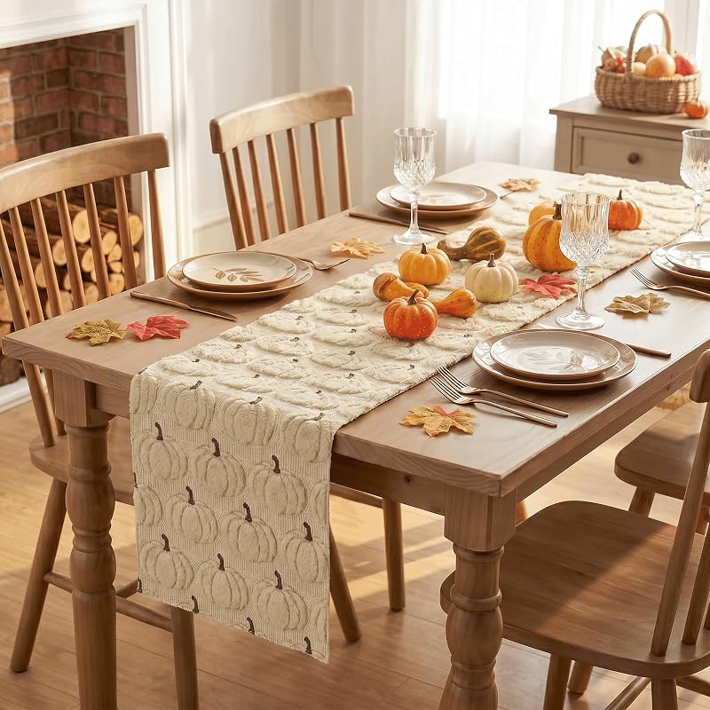 Beige Faux Fur Table Runner 13x72 Inch - Artoid Mode Variation Beige+13" x 72"