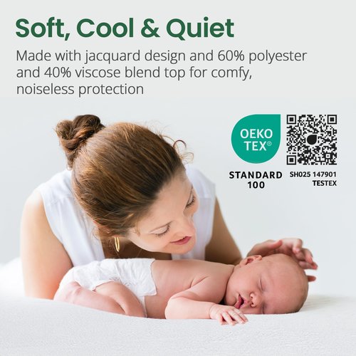 SafeRest Sleepure Waterproof Mattress Protector Crib Size - Viscose Derived from Bamboo - Fitted with Stretchable Pockets - Machine Washable Cotton Crib Mattress Cover for Bed