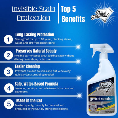 Ultimate Grout Sealer - Professional Strength Tile, Stone & Grout Protection | Easy-Clean, Stain & Moisture Repellent - Low Odor Contractor Grade (Quart)