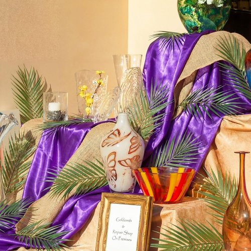 Frienda 52 Pcs Easter Communion Table Decor - 10 ft Purple Cloth Runner & 15.7 Inch Palm Leaves