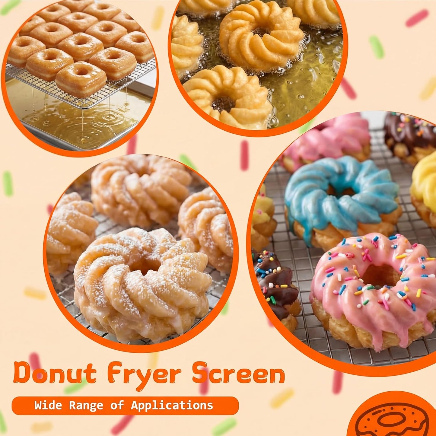 Yaocom 5 Pack Stainless Steel Bakery Screens - Heavy Duty 23 x 23 Inch Cooling Grids for Donuts & Pastries