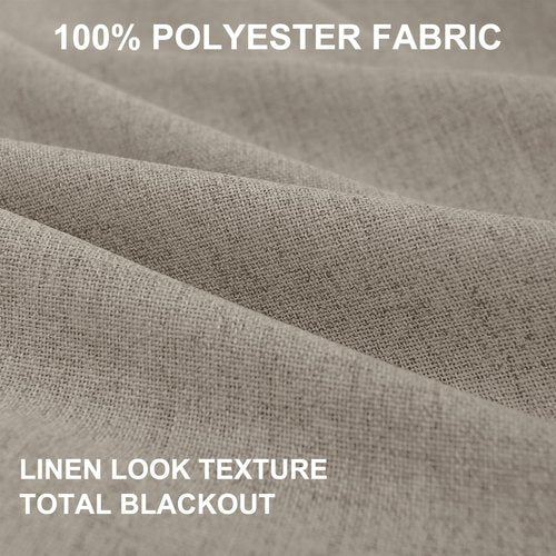 100% Blackout Shield Linen Blackout Curtains for Bedroom 120 Inches Long, Back Tab/Rod Pocket Living Room Drapes, Thermal Insulated Blackout Curtains 2 Panels Set, 50" W x 120" L, Faux Linen