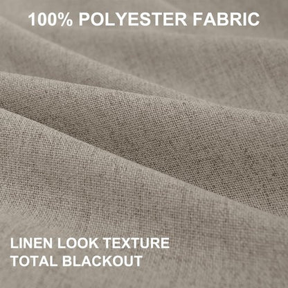 100% Blackout Shield Linen Blackout Curtains for Bedroom 120 Inches Long, Back Tab/Rod Pocket Living Room Drapes, Thermal Insulated Blackout Curtains 2 Panels Set, 50" W x 120" L, Faux Linen