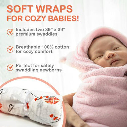 Baby Shusher Collection | Baby Shusher Sleep Sound Machine & 2 Shushie Pacifier & 2 Muslin Swaddle Blanket | Baby Registry Newborn Essentials