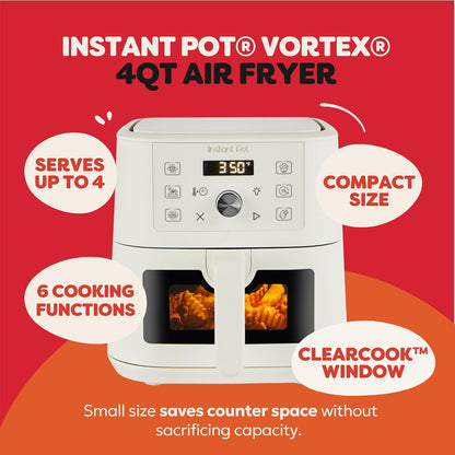 VORTEX Instant Pot 4Qt Mini Air Fryer - 6-in-1 Versatile Cooking Options | Air Fry, Broil, Roast, Dehydrate
