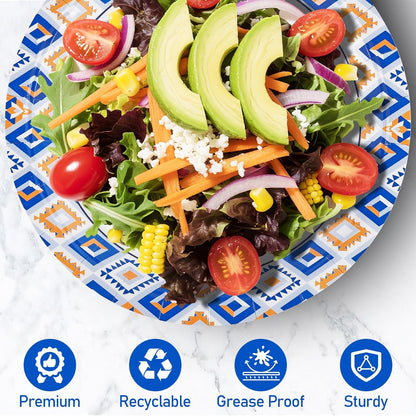 Regine Switzerland 120 PCS Disposable Paper Plates - 9 Inch Heavy Duty, Cut Proof & Soak Proof for Parties & Gatherings