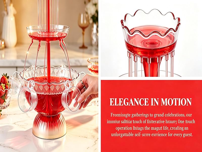 LED Lighted 3-Layer Wine Fountain Drink Dispenser with 1.5 Gallon Capacity and 5 Reusable Cups