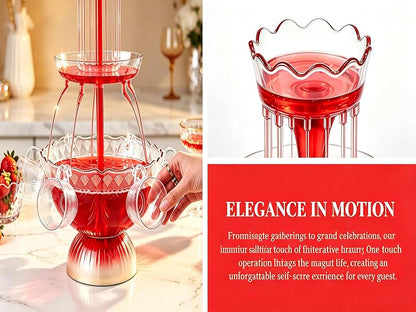 LED Lighted 3-Layer Wine Fountain Drink Dispenser with 1.5 Gallon Capacity and 5 Reusable Cups