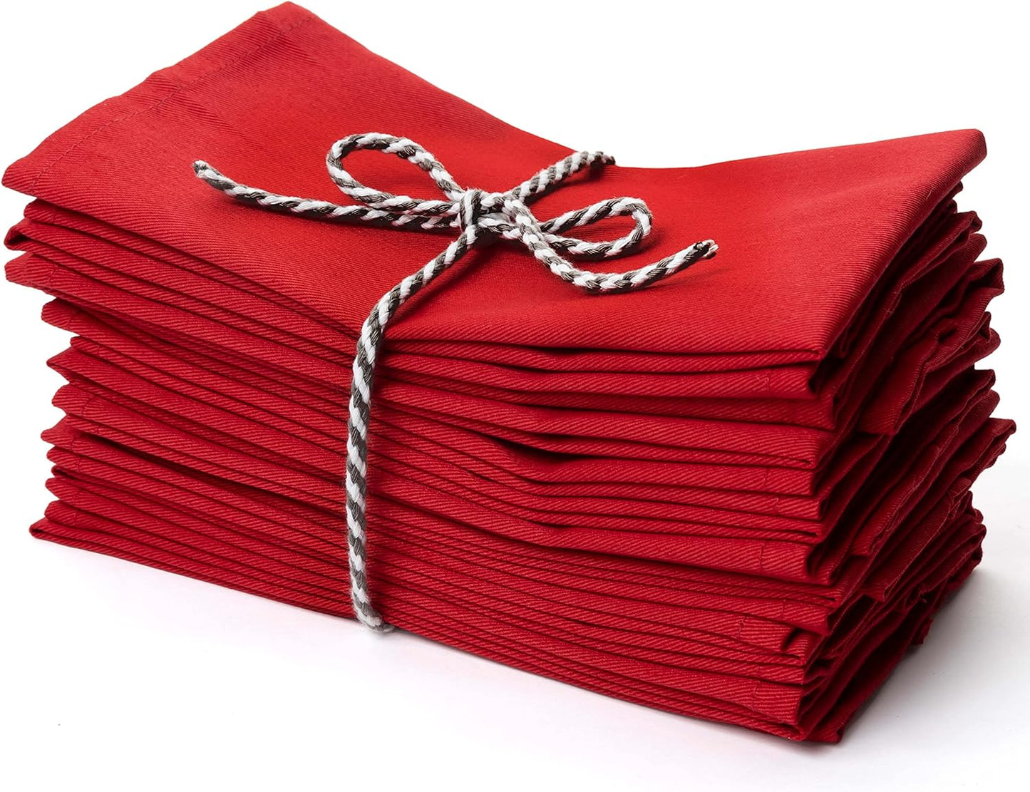 PERLLI Christmas Red Cloth Dinner Napkins - Soft Cotton Blend, 18x18 Inches, 12 Pack | Washable & Reusable Table Decor