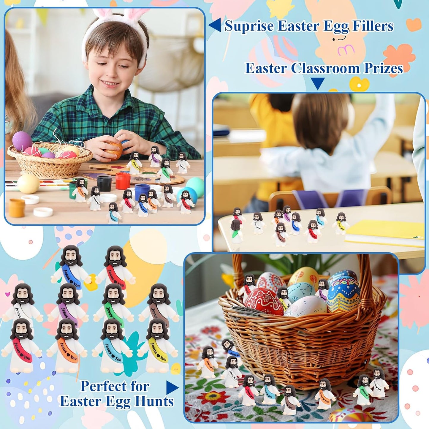 Owurha Jesus Love You Mini Figures - 100 Pcs Tiny Religious Figurines for Parties & Gifts