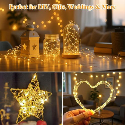 Lakumu Fairy Lights | 6-Pack Battery Operated 7FT String Lights - Waterproof Silver Wire for Mason Jars & Decor