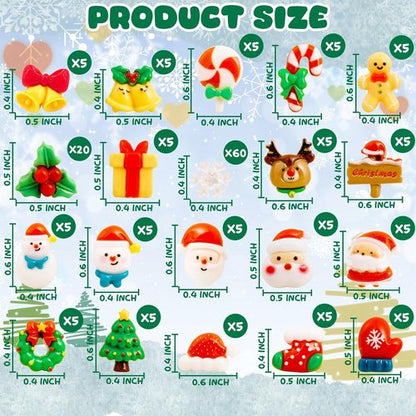 Hiawbon Christmas Miniature Figurines Set - 170 Assorted Resin Ornaments for Fairy Garden Decor