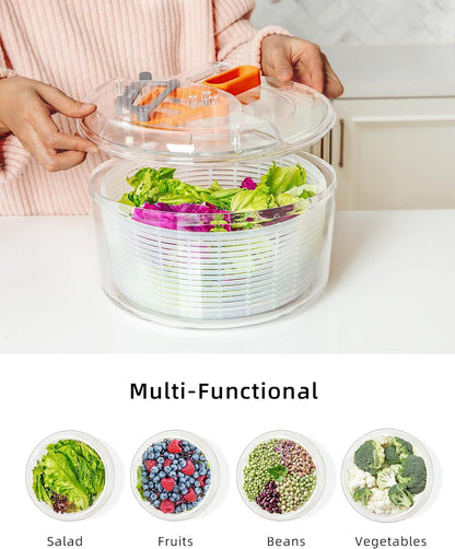 MR.SIGA Large Salad Spinner - Efficient Fruit Washing Bowl with Strainer for Greens & Vegetables