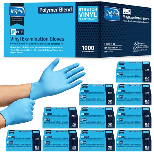 Inspire Nitrile-Vinyl Blend Exam Gloves - Disposable, Latex Free, Medical Gloves Multipurpose for Cooking, Cleaning & Food Prep
