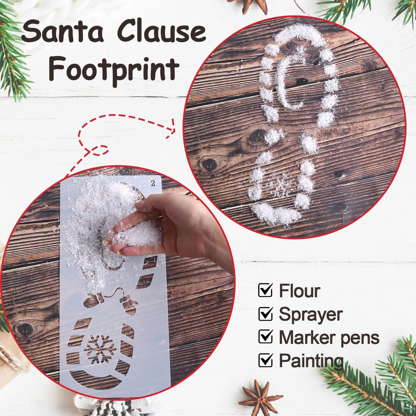 Santa Footprint Stencil by Christmas | Create Magical Holiday Decor with Fake Snow | Perfect for Crafting