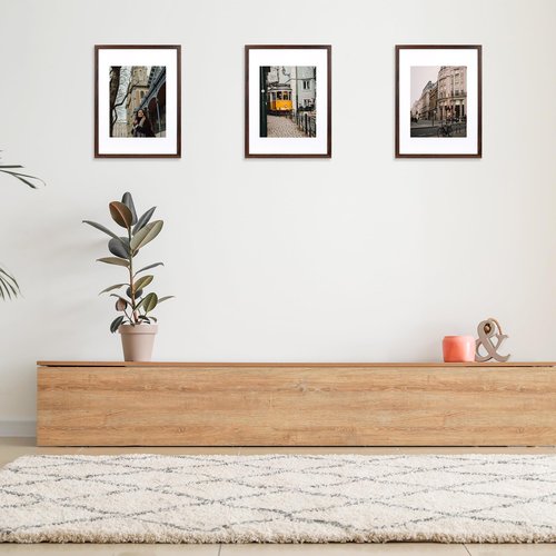 kennethan 12x16 Picture Frame Rustic Brown 3 Pcs in 1 set 12x16 Frame can Display 8.5x11 inch Picture with Mat or 12x16 inch Picture Without Mat on the Wall