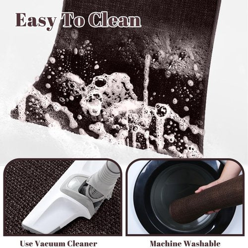 Bathroom Rugs, Bath Mats for Bathroom Non Slip Washable, Quick Dry, Water Absorbing, Fits Under Door, Ultra Thin, Rubber Backing, Low Pile, Cozy Cloth Cotton, Ideal for Shower, Sink-Coffee 24''x16''