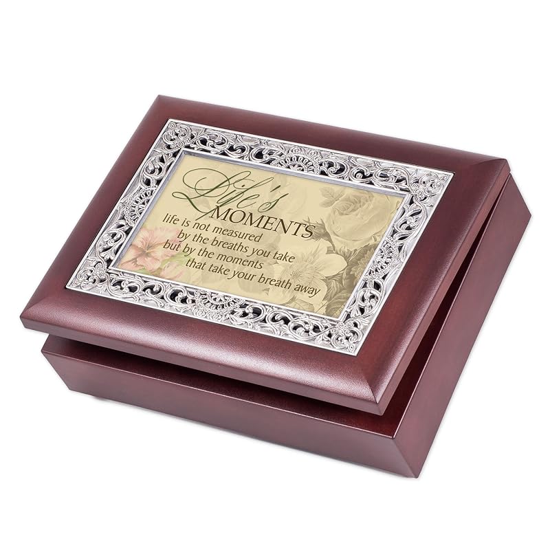 Rosewood Jewelry Music Box - Plays Wonderful World with Photo Frame 8x6x2.5 in