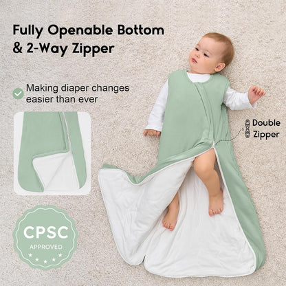 Yoofoss Baby Sleep Sack - Super Soft Rayon Made from Bamboo | 1.0 Tog, 6-12 Months, 2-Way Zipper