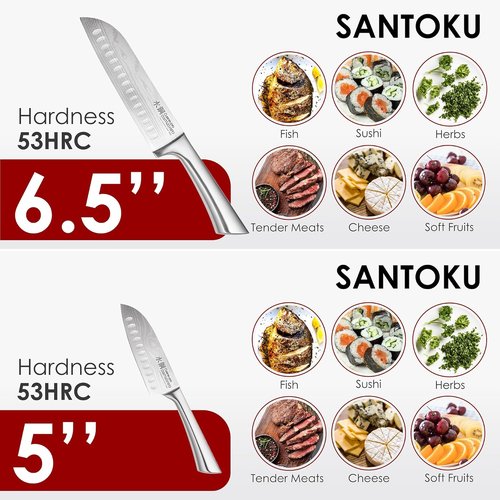 Cuisine::pro 7-Piece Chef Knife Set - Japanese Steel Knives with Magnetic Block - Damascus-Inspired Design