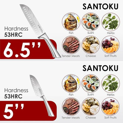 Cuisine::pro 7-Piece Chef Knife Set - Japanese Steel Knives with Magnetic Block - Damascus-Inspired Design