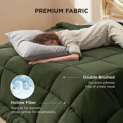 Bedsure Comforter Duvet Insert - All-Season Quilted Cal King Bedding in Olive Green, 96 x 102 Inches