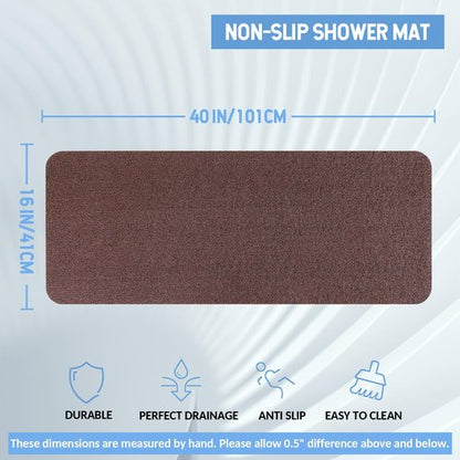 Hargiis Non-Slip Bathtub Mat, Anti Slip Shower Mat, Fast Drying Bathtub Mats, Foot Scrubber Mat, Anti Slip Mat for Tub, Floor, Bathroom, Kitchen, Home, Hotel (Brown 40"×16")