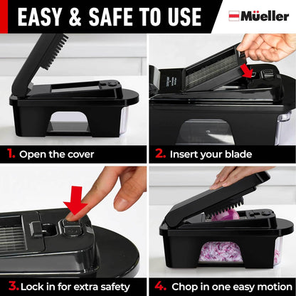 Mueller ULTIMATE 12-Blade Vegetable Chopper - Versatile Mandoline Slicer & Spiralizer | Black Kitchen Essential