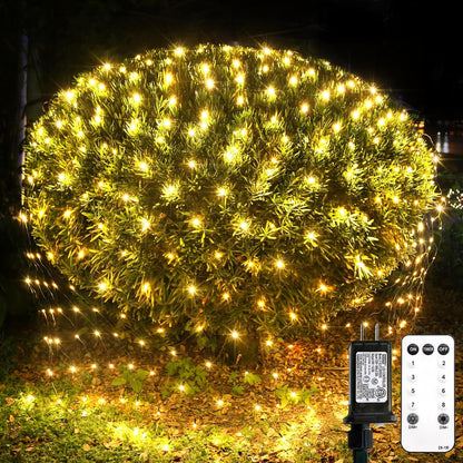 Suddus 360 LED Christmas Net Lights - Waterproof Connectable Green Wire for Outdoor Decoration | 12ft x 5ft