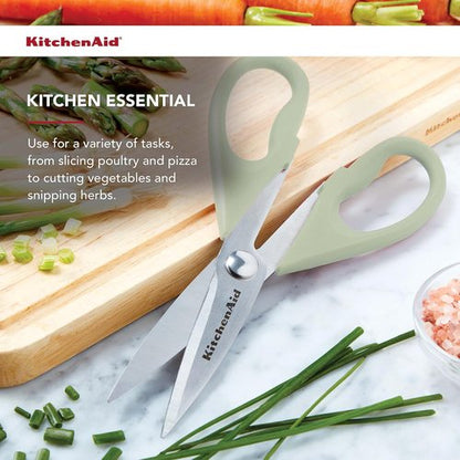 KitchenAid All-Purpose Kitchen Shears - Durable Stainless Steel Scissors with Soft Grip Handle | 8.72 Inch, Pistachio (Pack of 2)