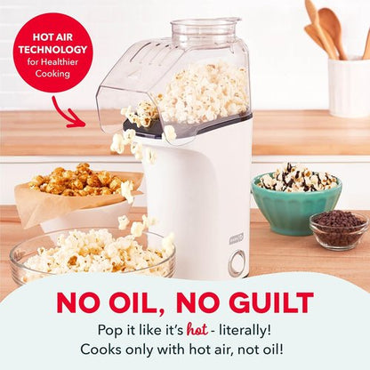DASH Fresh Pop Popcorn Maker - Oil-Free Air Popper with Measuring Cup & Recipe Guide | 16 Cups, White