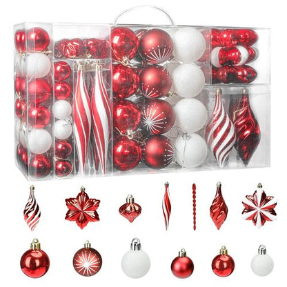 Christmas Ornaments Set, 98pcs Large Shatterproof Christmas Ball Ornaments - Red and White Tree Decorations with Hanging Loop for Holidays, Weddings, Parties