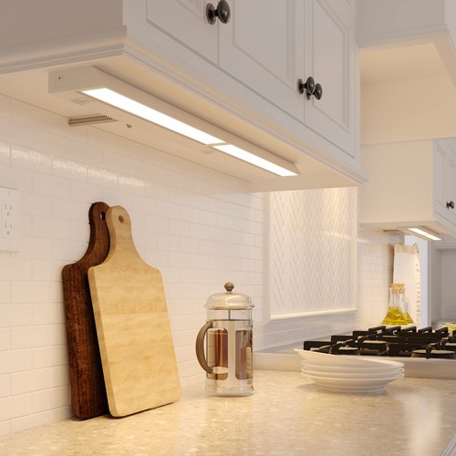 GETINLIGHT 24-inch Swivel LED Under Cabinet Lights, Glass Lens, Selectable White 2700K/4000K/5000K, Dimmable with Wall Dimmers, White Finish, IN-0202-3-WH
