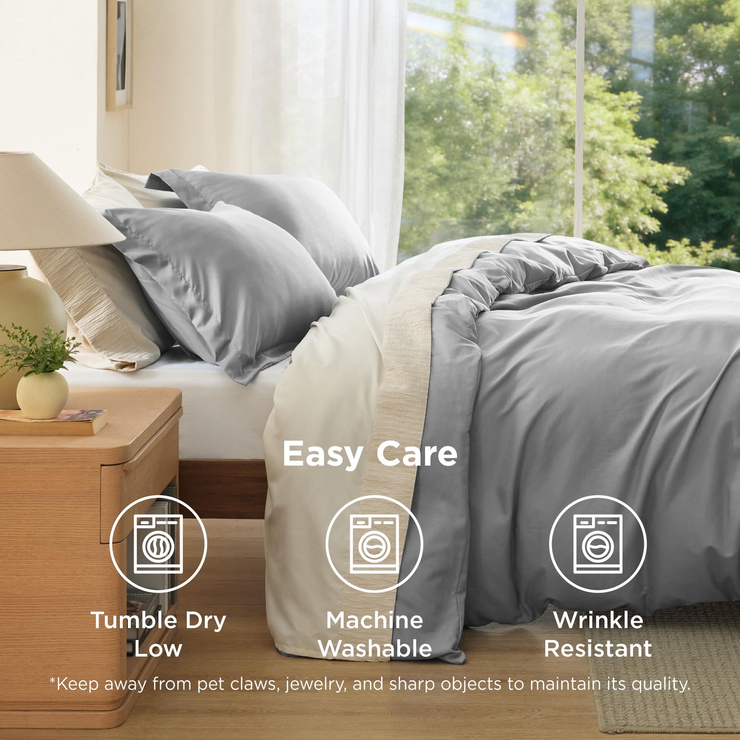 Bedsure Duvet Cover Full Size - Soft Double Brushed Bedding Set for Kids & Adults, Zipper Closure, 3 Pieces, Includes 1 Duvet Cover (80"x90") & 2 Pillow Shams, NO Comforter, Grey