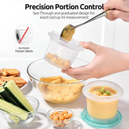 U-Taste Silicone Food Container Set - 4oz x 2, Airtight & Stackable, Freezer/Microwave Safe, Aqua Sky
