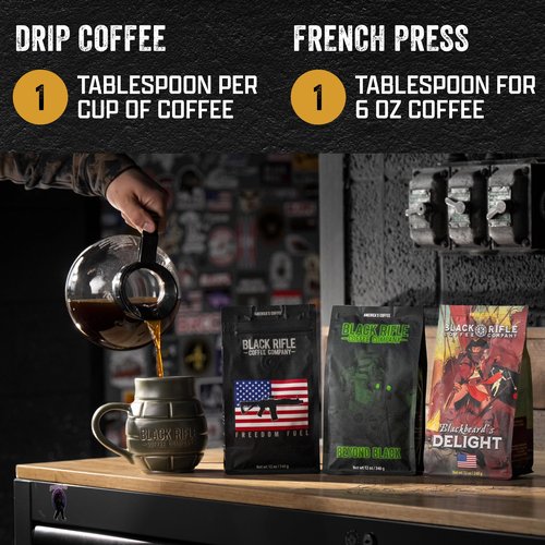 Black Rifle Coffee Company Freedom Fuel, 12oz Bag, Ground Coffee Dark Roast - Roasted Blend Made from Arabica Beans - Colombian & Brazilian Beans - Veteran Founded & American Made
