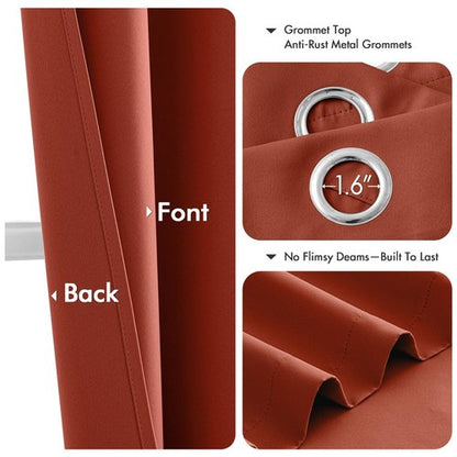 MIULEE Burnt Orange Blackout Curtains for Bedroom Living Room 96 Inches Long 2 Panels, Thermal Insulated Room Darkening Drapes Solid Grommet Top Noise Reduction Terracotta Rust Fall Window Treatments