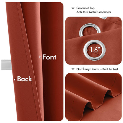 MIULEE Burnt Orange Blackout Curtains for Bedroom Living Room 84 Inches Long 2 Panels, Thermal Insulated Room Darkening Drapes Solid Grommet Top Noise Reduction Terracotta Rust Fall Window Treatments