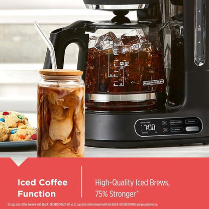 BLACK+DECKER 12-Cup Digital Coffee Maker - Programmable Iced or Hot Coffee, Quick Touch, 4-Hour Keep Warm