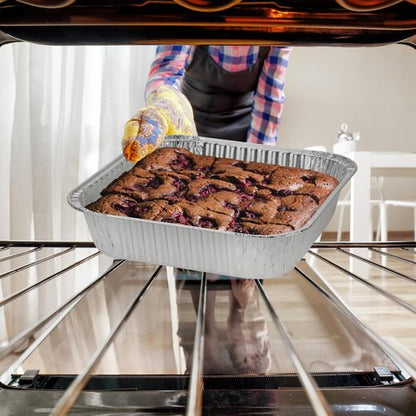 Aluminum 8x8 Pans With Lids - 20 Pack Disposable Foil Cake Pans - Perfect For Baking, Cooking & Freezing
