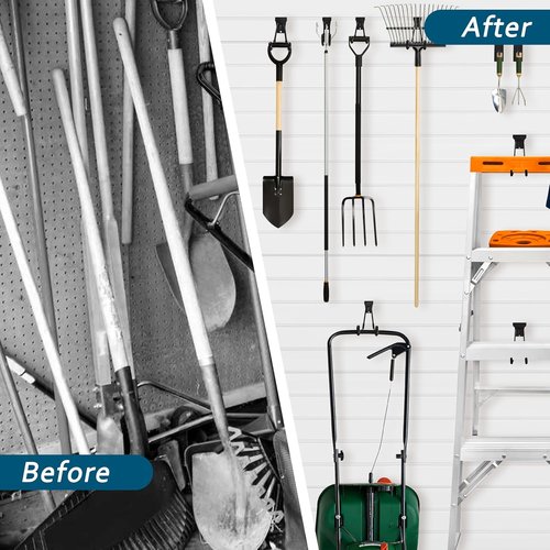 Klastit Slatwall Hooks - Durable Black 20-Pack for Organizing Garden Tools & Heavy-Duty Equipment