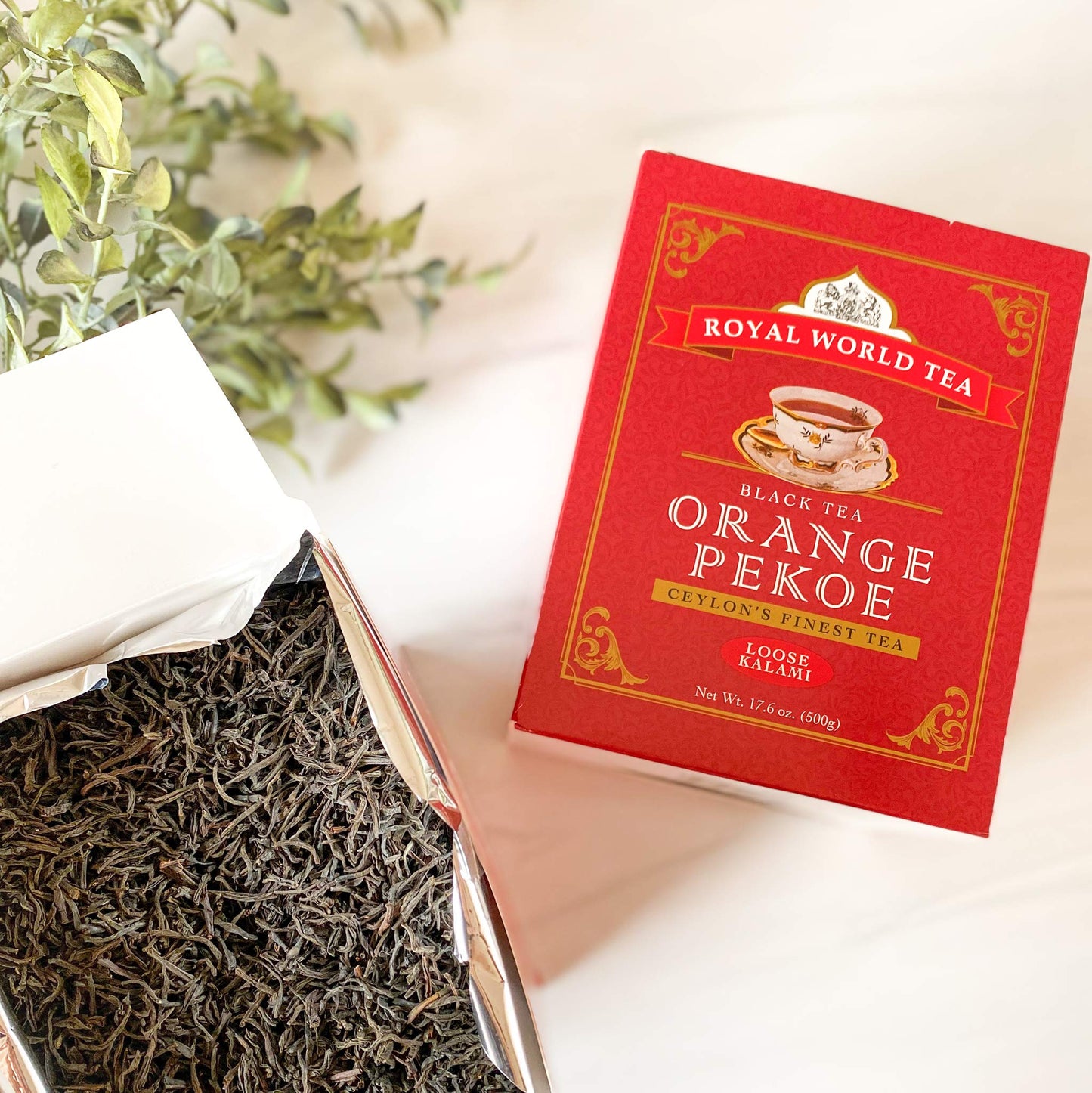 Royal World Black Tea Orange Pekoe Kalami Ceylons Finest, Natural Aroma and Bright, Golden Color, 17.6 oz