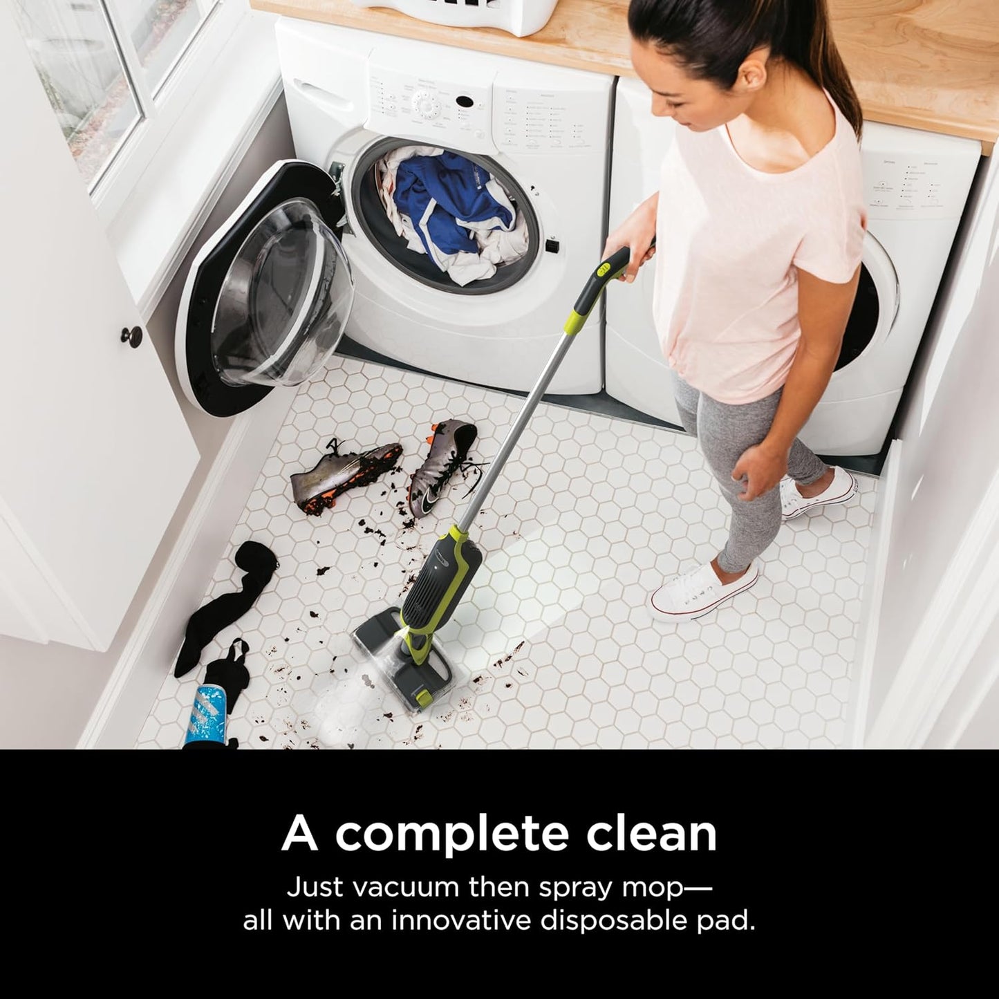 Shark VACMOP Cordless Hard Floor Vacuum Mop - Includes 2 Disposable Pads & 12oz Solution | Charcoal Gray