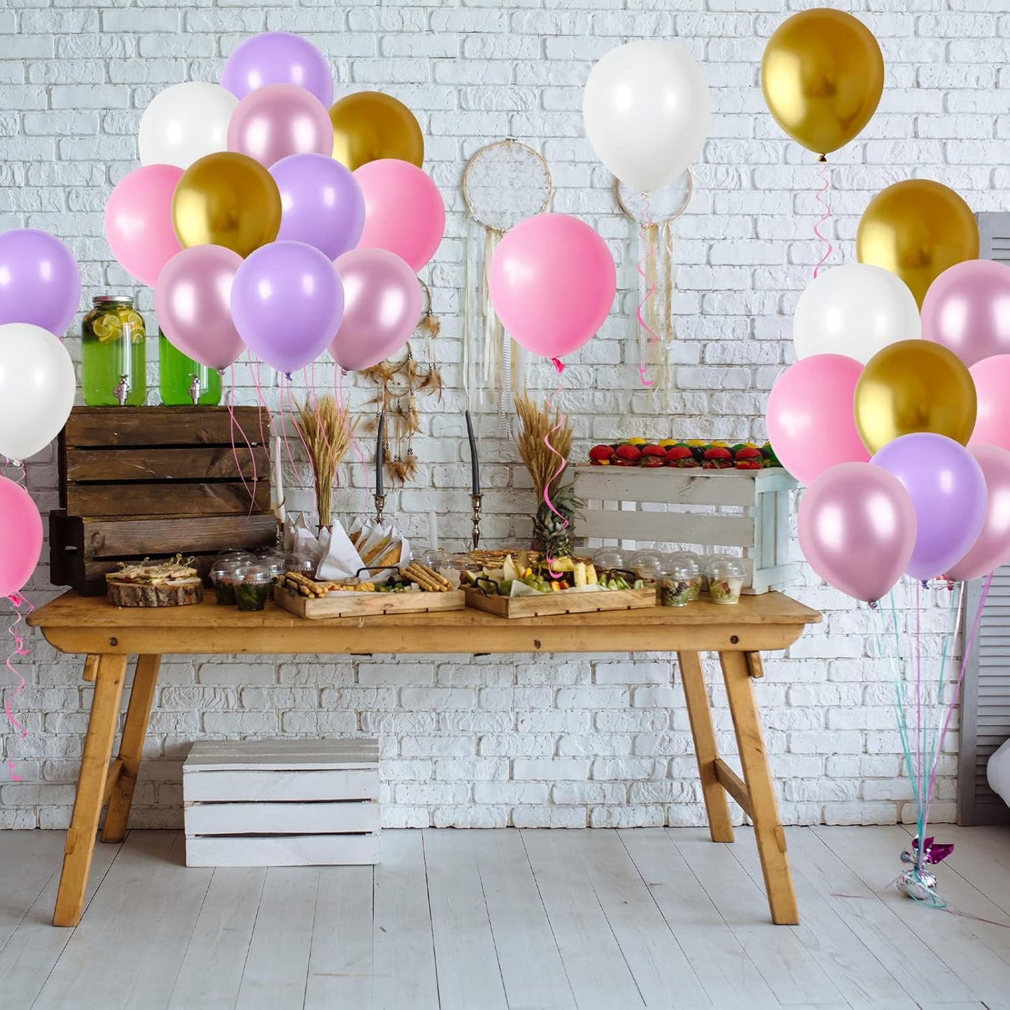 Skiennix 60pcs Pastel Purple Pink Latex Balloons - 12 Inch for Butterfly Birthday & Baby Shower Decor